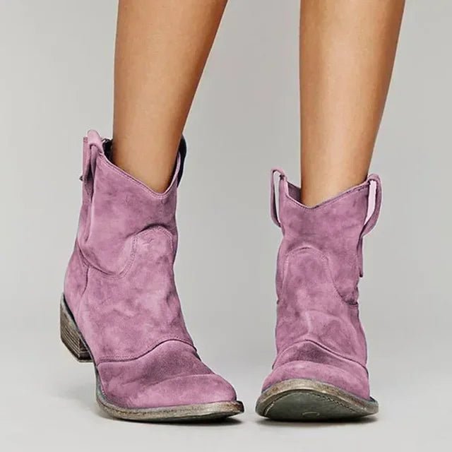 Women's Suede Western Cowboy Ankle Boots