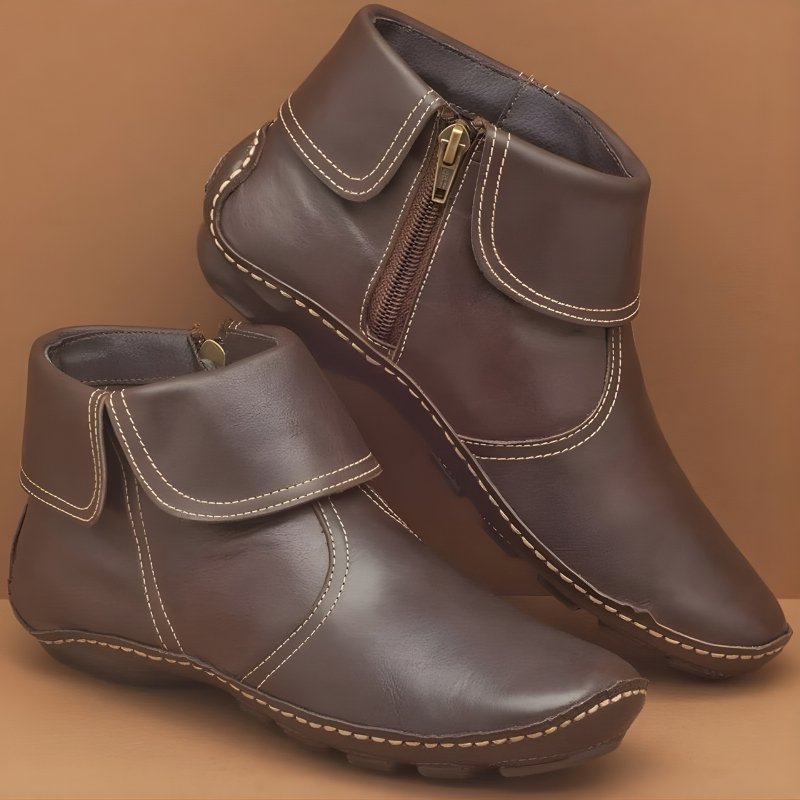 Women's Leather Ankle Boots - Brown