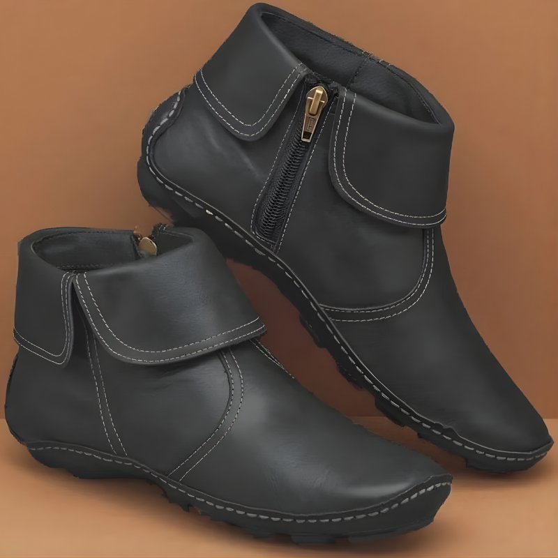 Women's Leather Ankle Boots - Black