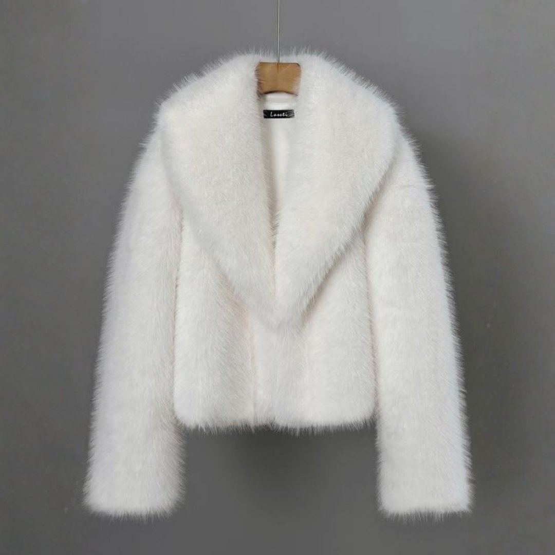 Women's Cropped Faux Fur Jacket - White