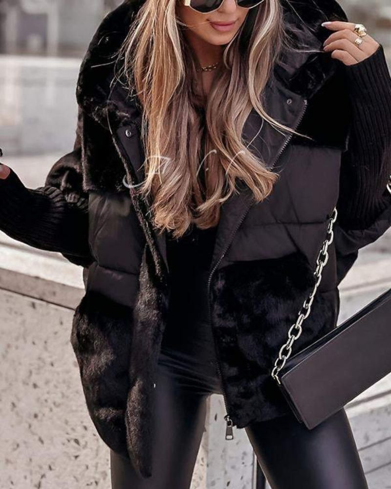 Women's Hooded Faux Fur Puffer Jacket