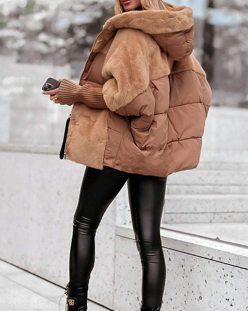 Women's Hooded Faux Fur Puffer Jacket