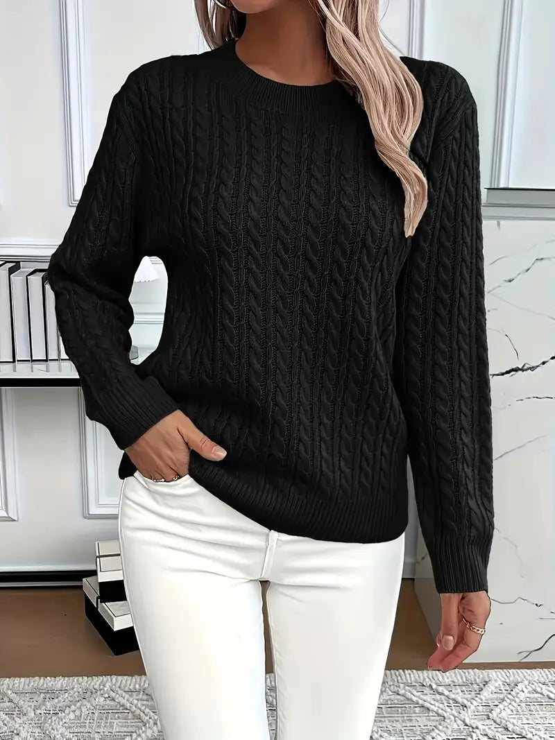 Women's Cable Knit Jumper - Black