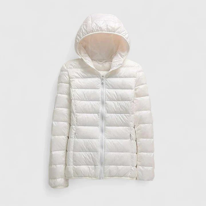 Women's Slim Hooded Puffer Jacket - White