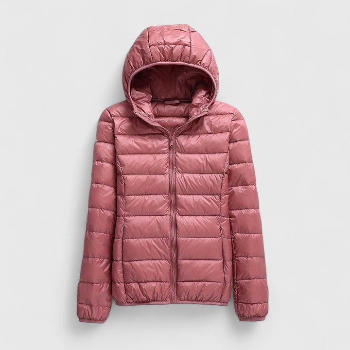Women's Slim Hooded Puffer Jacket - Pink