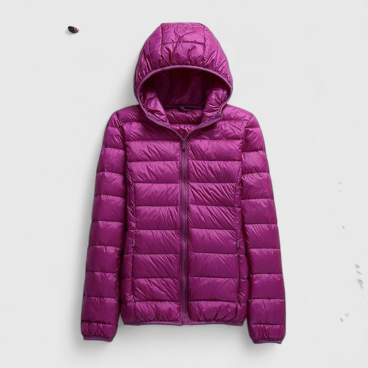 Women's Slim Hooded Puffer Jacket - Purple