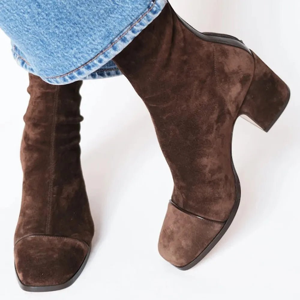 Women's Slim Suede Ankle Boots - Brown