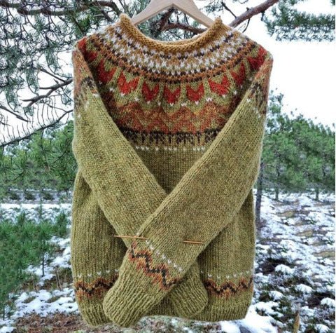 Women's Fair Isle Crewneck Wool Christmas Jumper - Green