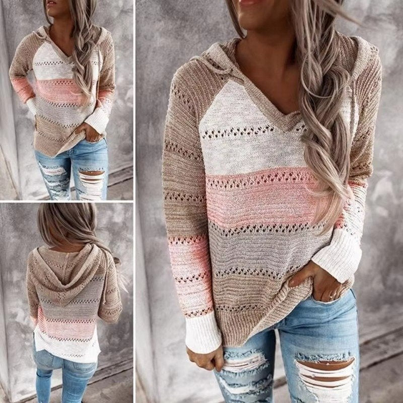 Women's Striped Knit Hoodie