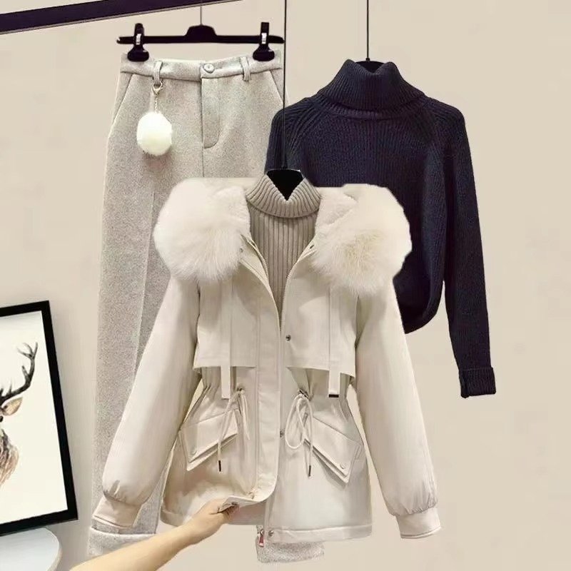 Women's Faux Fur Hooded Cropped Parka