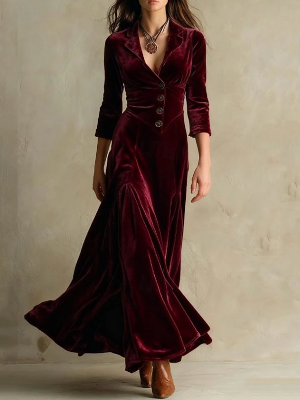 Women's Maxi Coat Longline Dress - Red