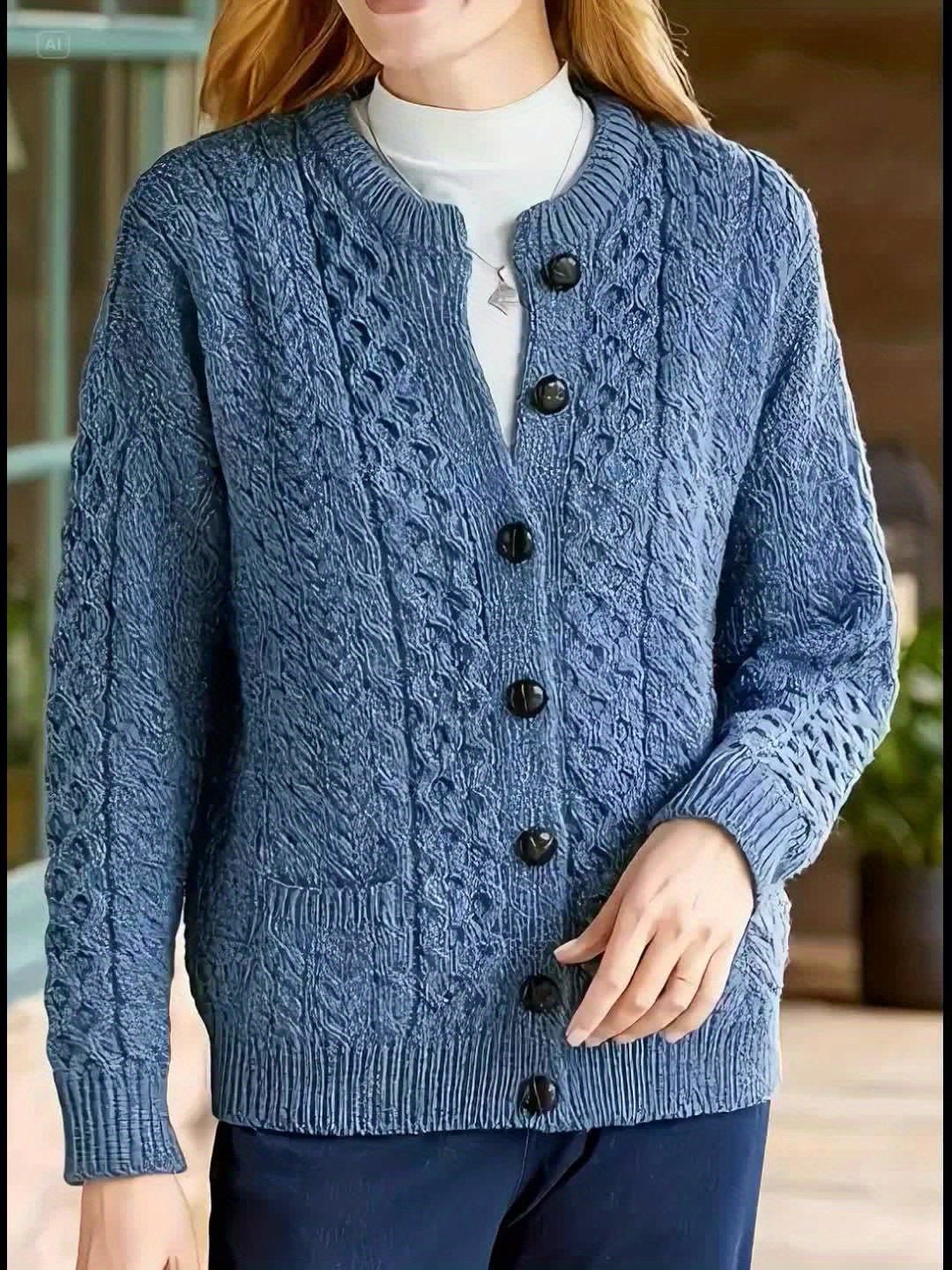 Women's Cable Knit Wool Cardigan