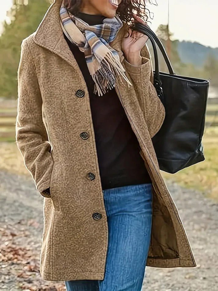 Women's Straight Wool Coat - Khaki