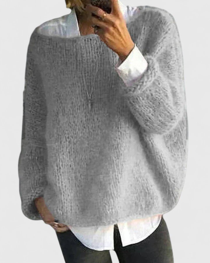 Women's Oversized Off-Shoulder Jumper - Gray