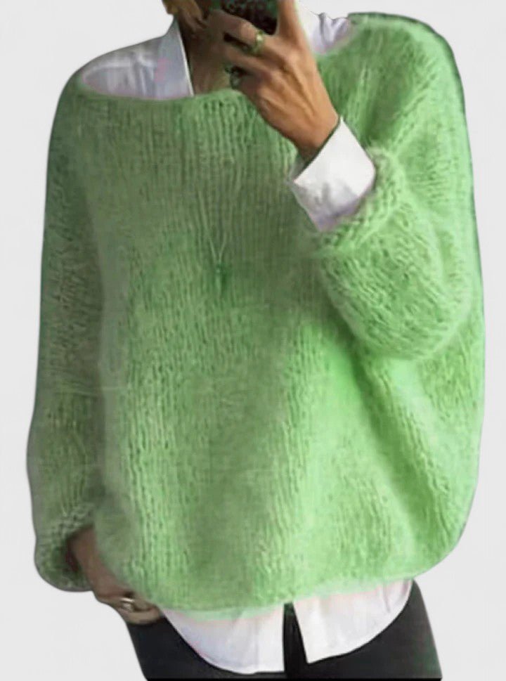 Women's Oversized Off-Shoulder Jumper - Green