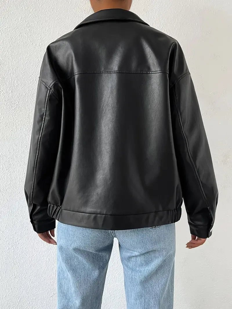 Women's Faux Leather Oversized Jacket