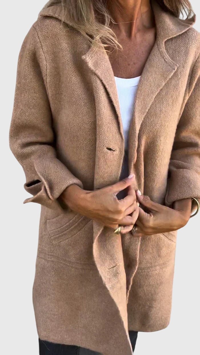 Women's Oversized Longline Wool Coat - Brown