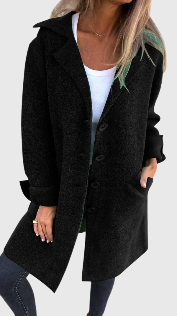 Women's Oversized Longline Wool Coat - Black