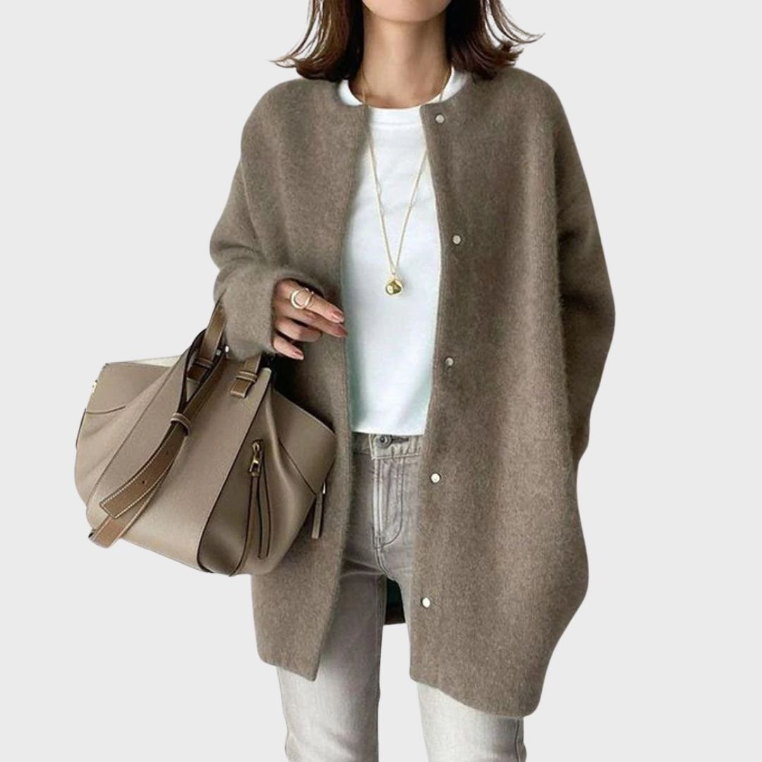 Women's Oversized Longline Wool Coat - Coffee