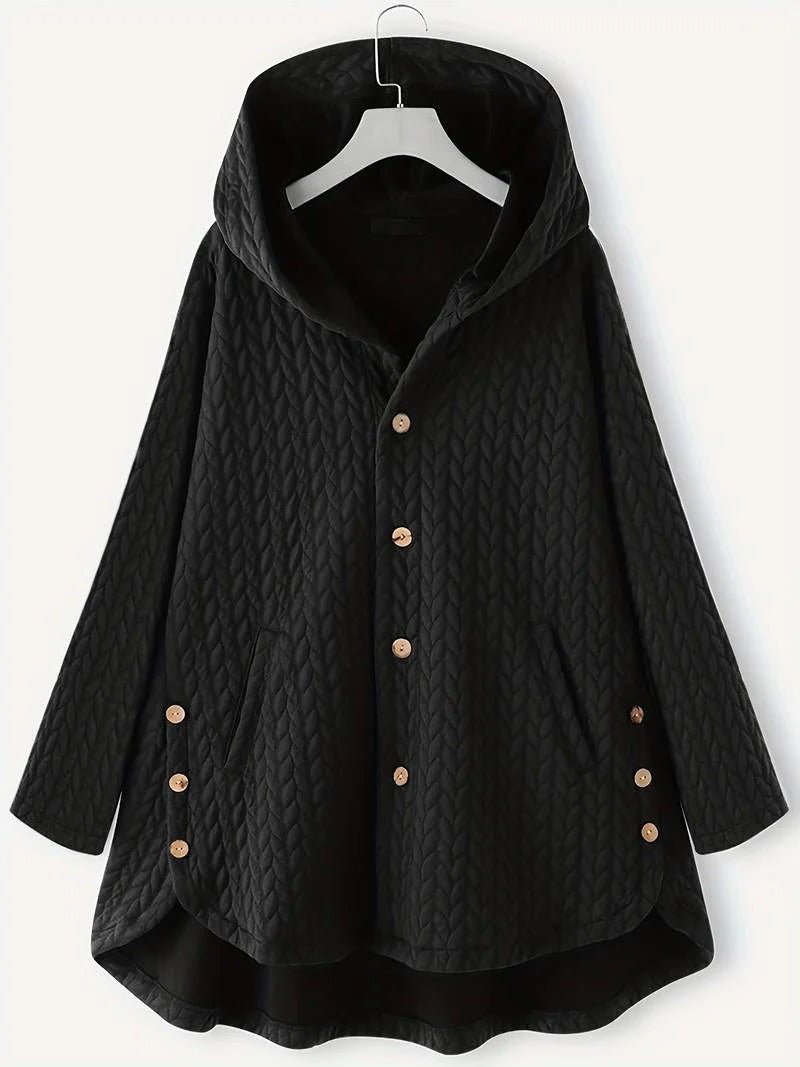 Women's Oversized Swing Hooded Coat - Black