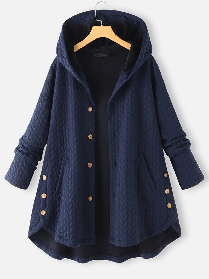Women's Oversized Swing Hooded Coat - Navy Blue