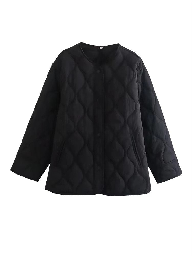 Women's Oversized Quilted Liner Jacket - Black