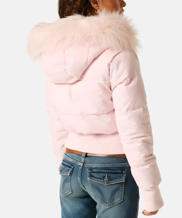 Women's Cropped Faux Fur Puffer Jacket