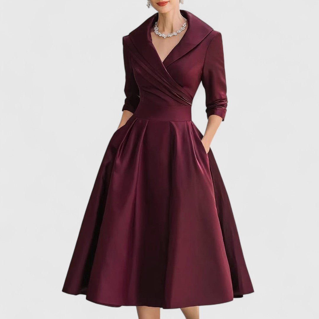 Women's Satin Midi Party Wrap Dress - Deep Red