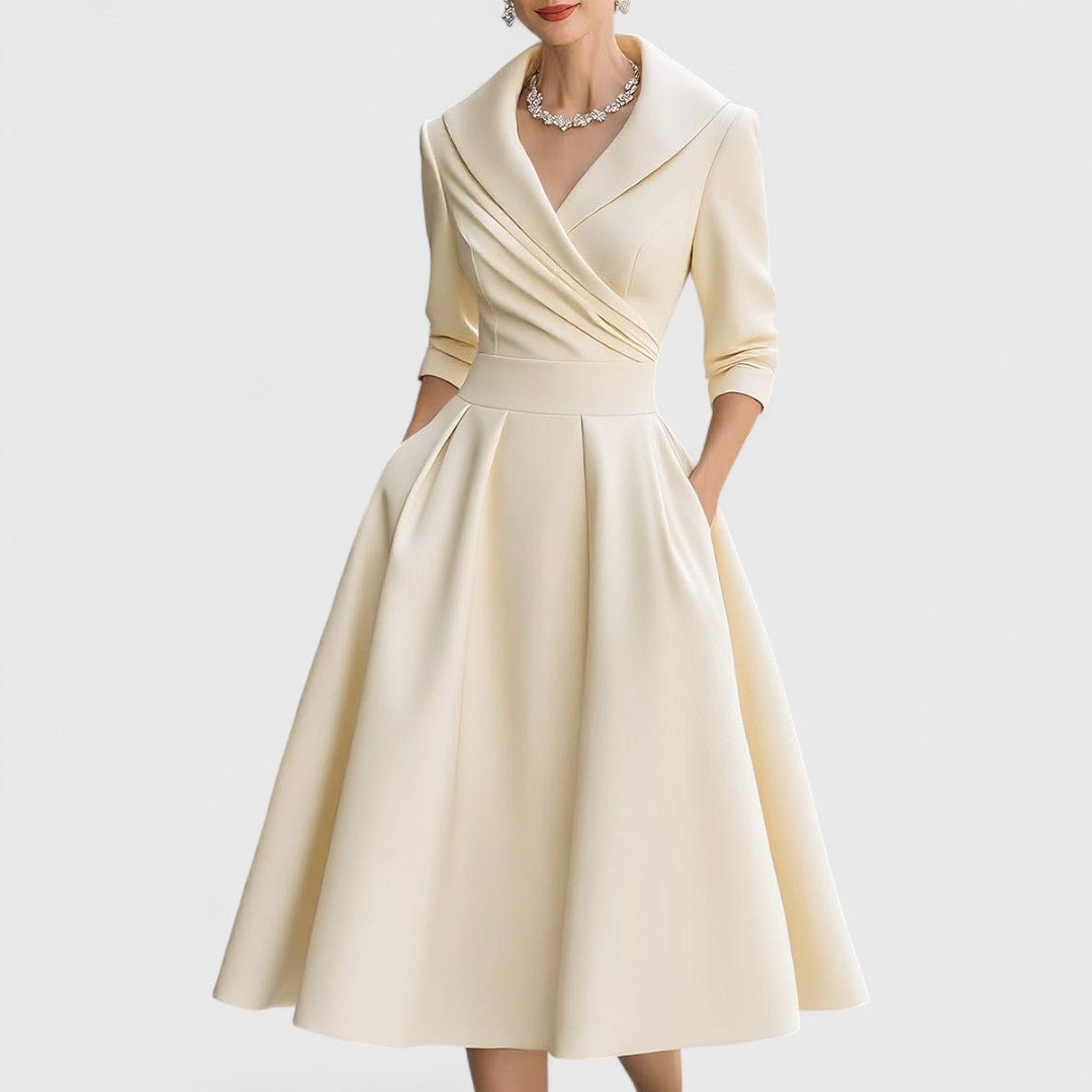 Women's Satin Midi Party Wrap Dress - Beige