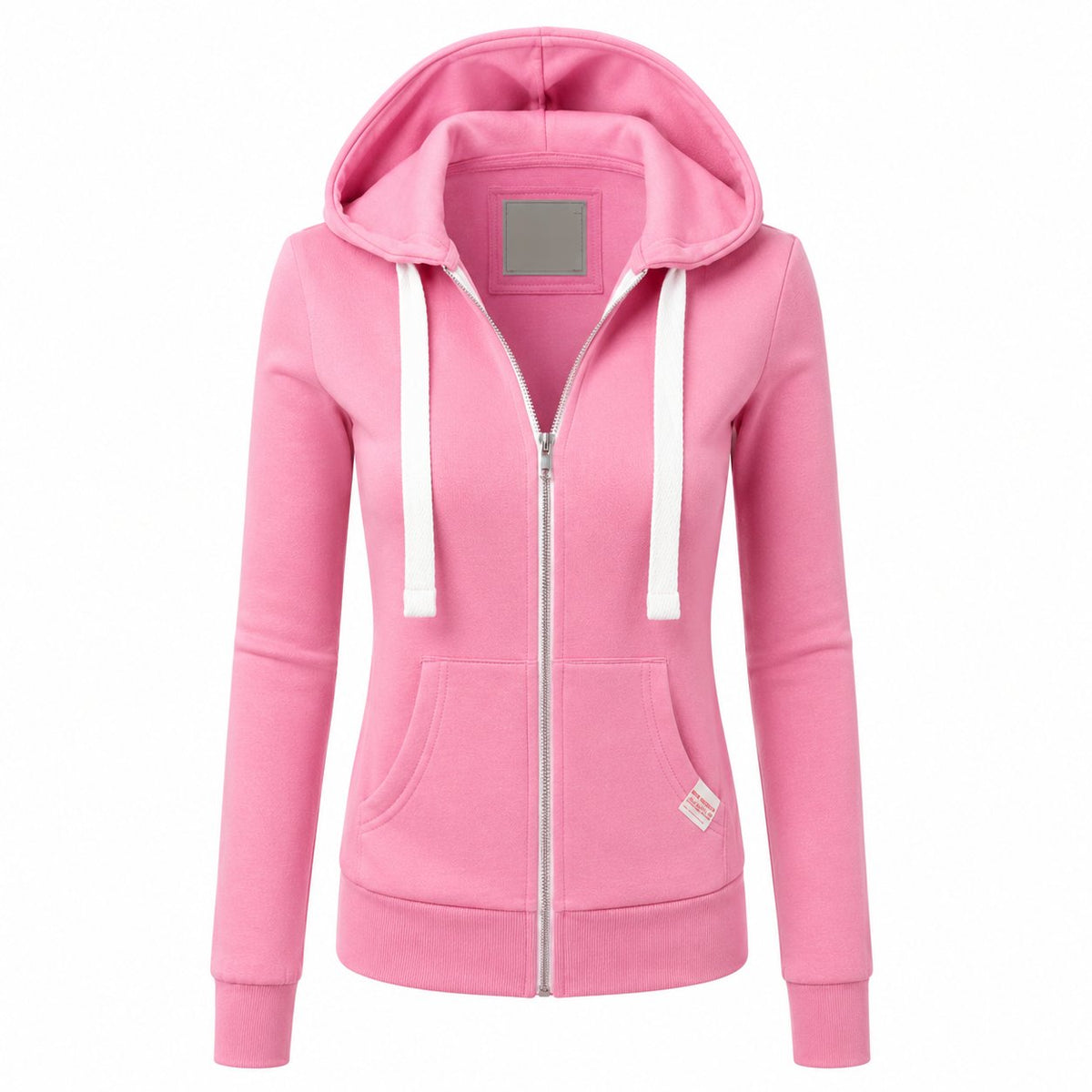 Women's Slim Zip-Up Hooded Jacket - Pink