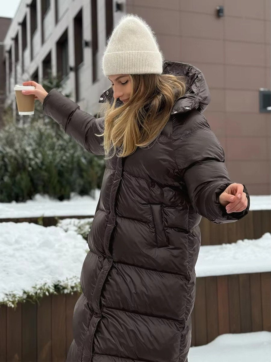 Women's Long Hooded Longline Puffer Coat