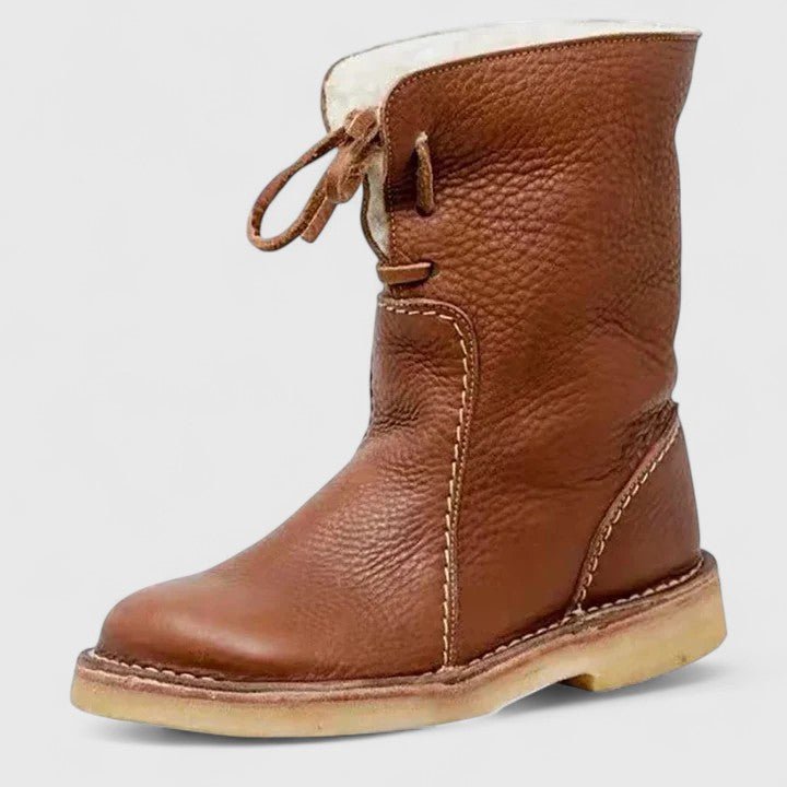 Women's Leather Ankle Boots - Brown