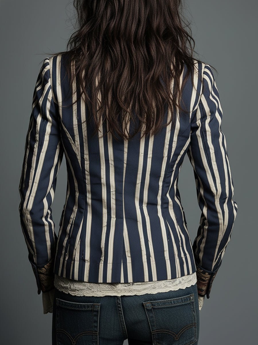 Women's Striped Satin Blazer