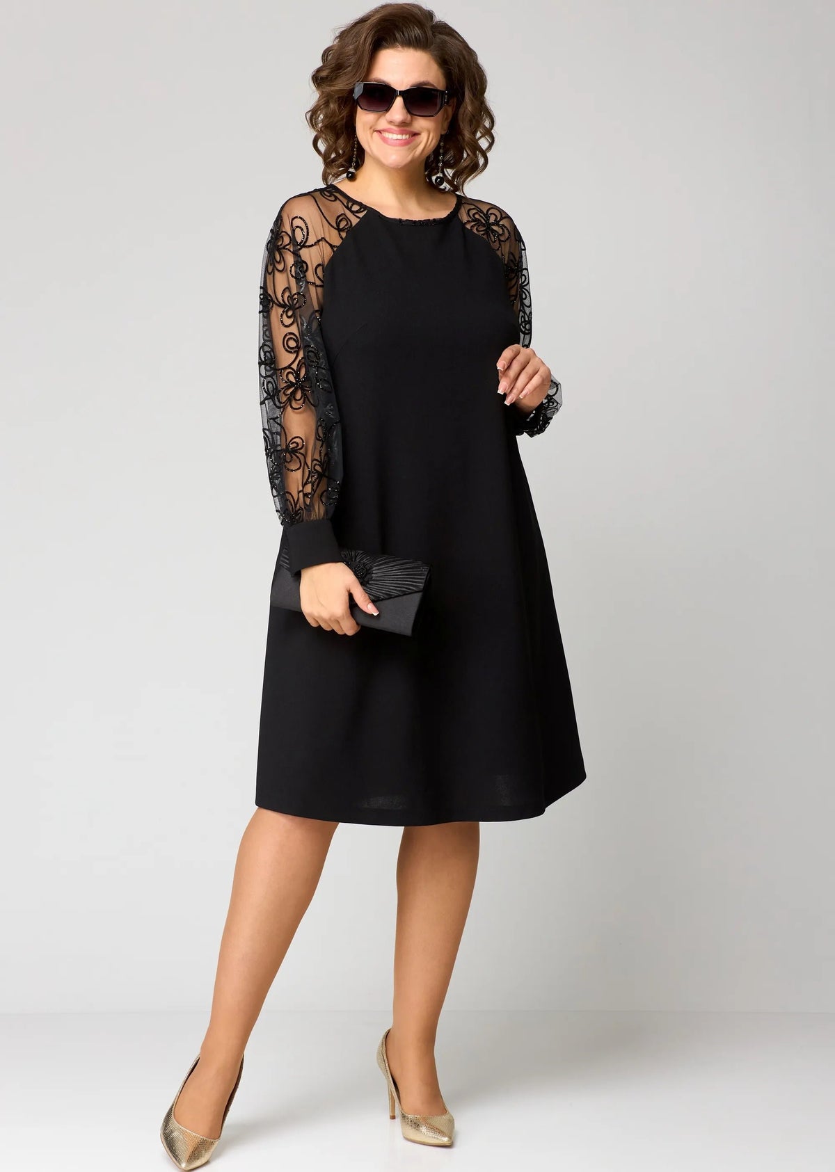 Women's Floral Swing Sequin Party Dress - S
