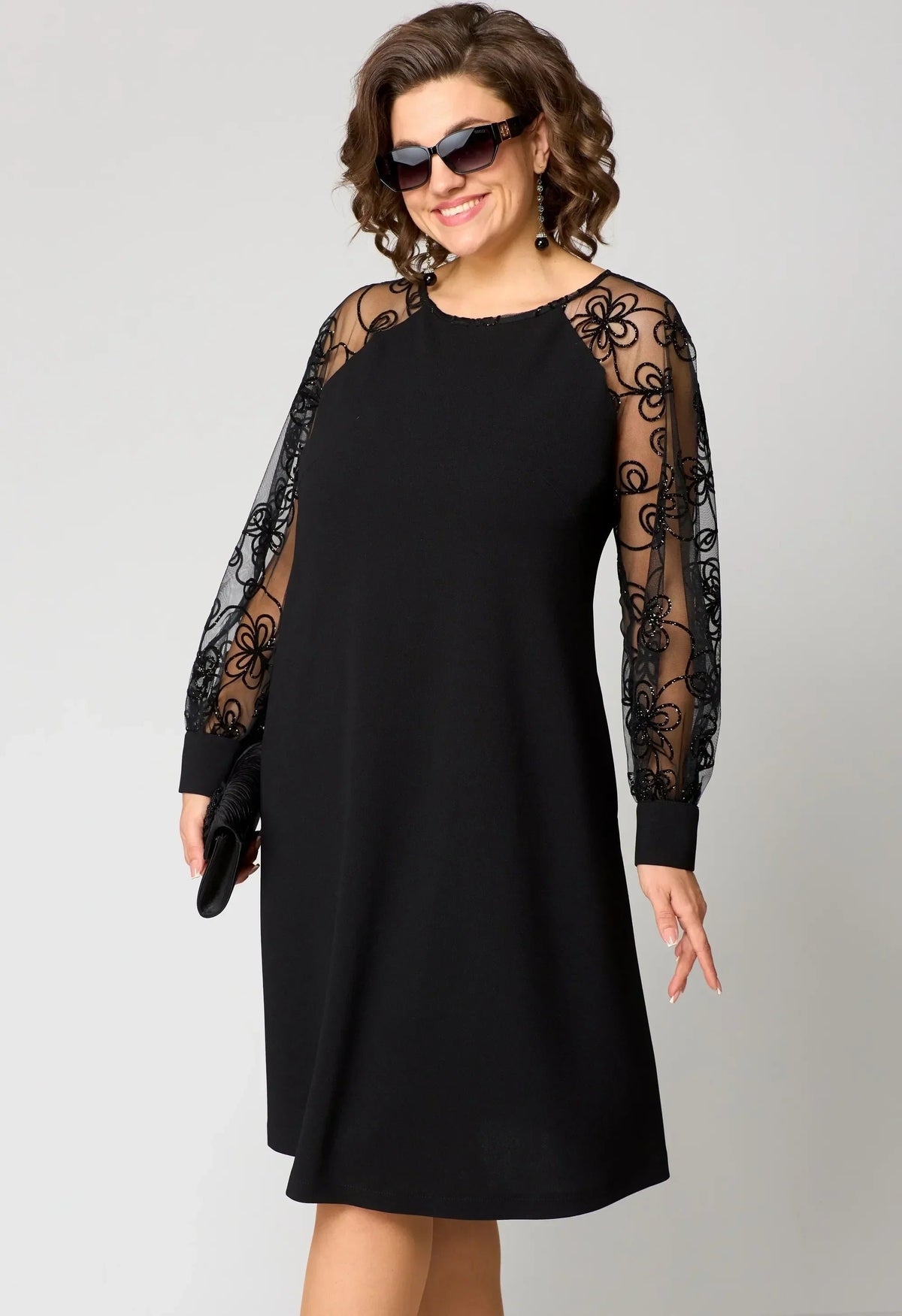 Women's Floral Swing Sequin Party Dress - M