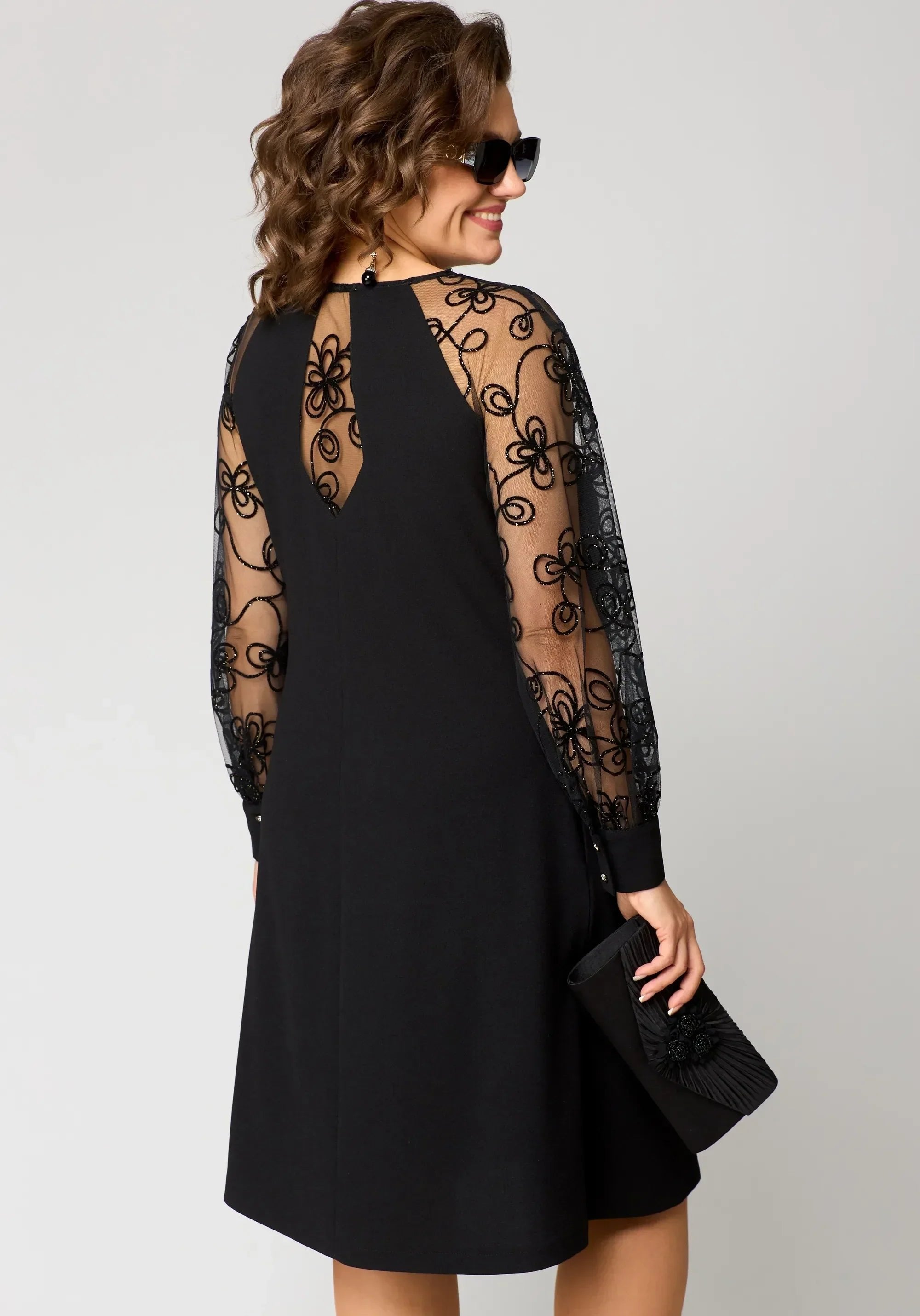 Women's Floral Swing Sequin Party Dress - 3XL