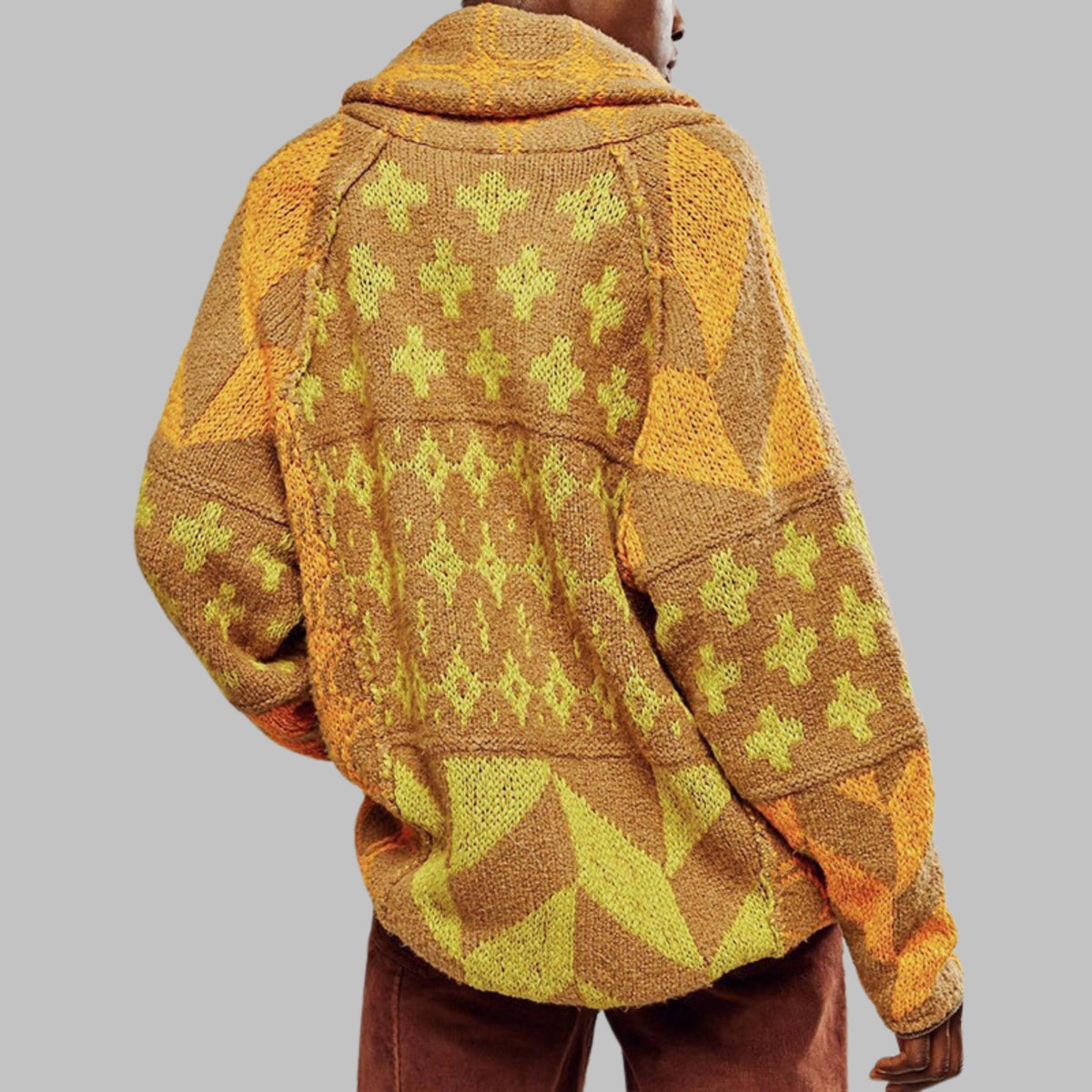 Women's Oversized Knit Jacket - Yellow