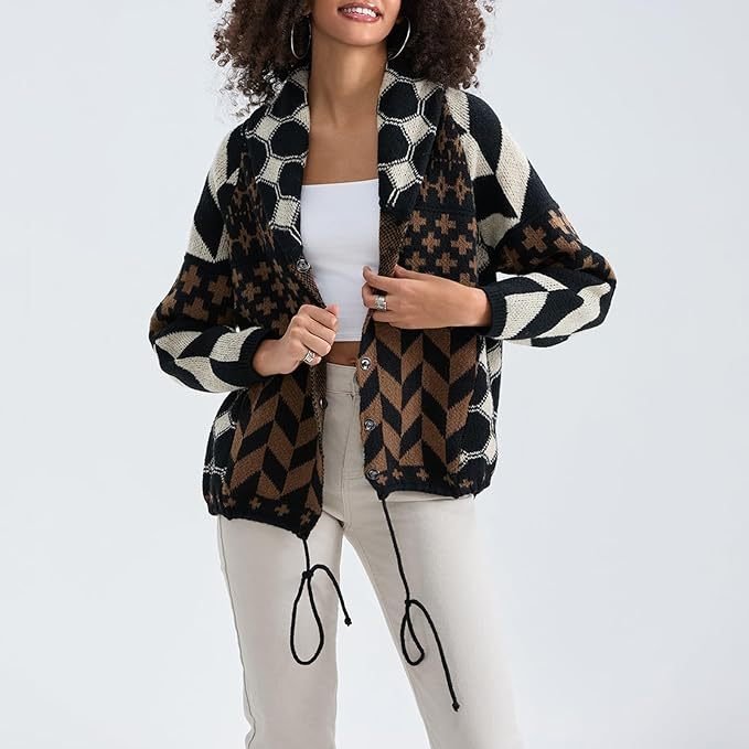 Women's Oversized Knit Jacket - Black