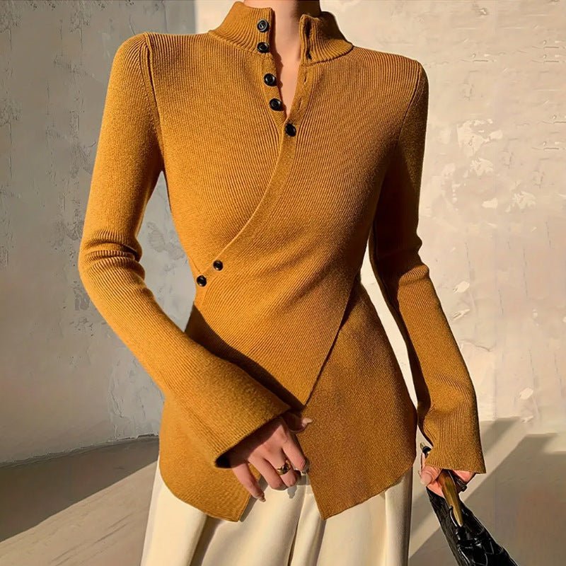 Women's Slim Knit Ribbed Jumper - Brown