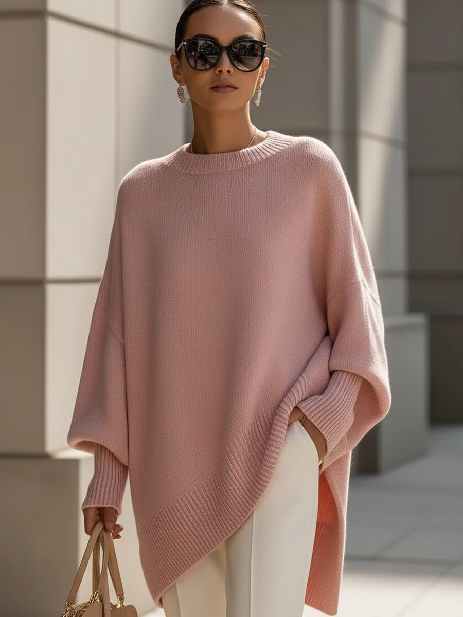 Women's Oversized Poncho Jumper - Pink