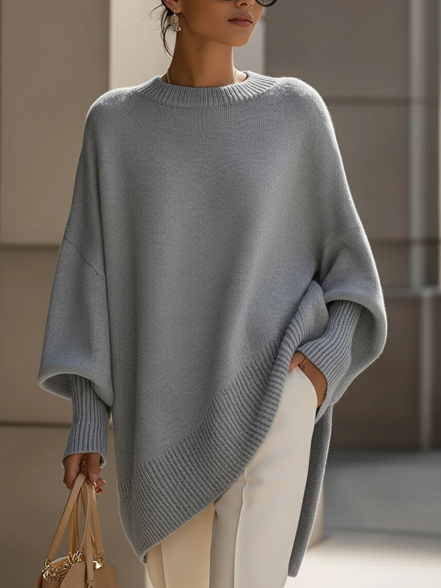 Women's Oversized Poncho Jumper - Gray