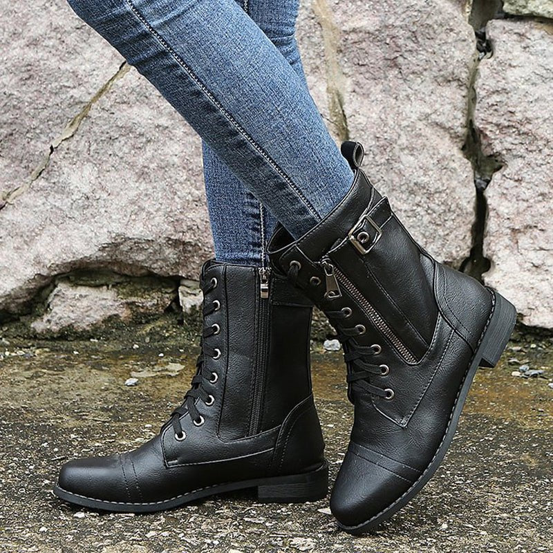 Women's Faux Leather Combat Boots