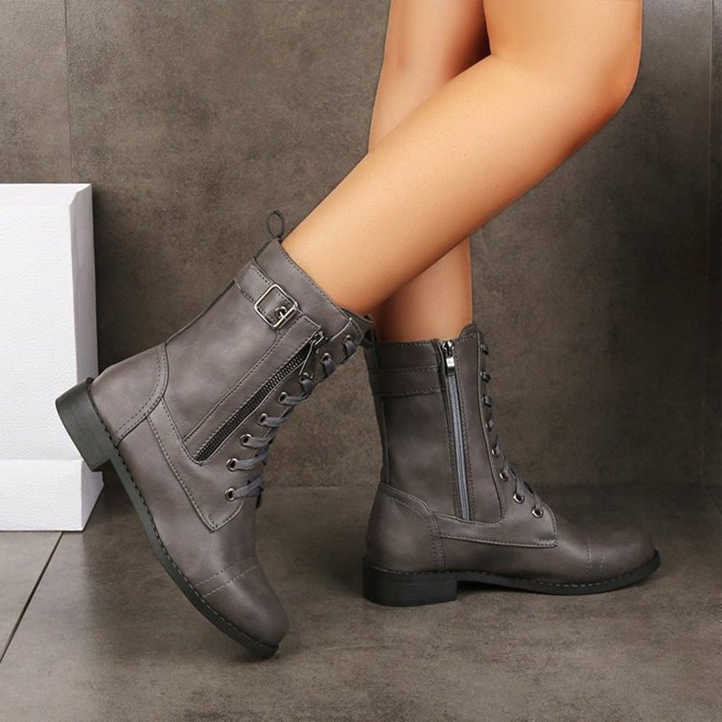 Women's Faux Leather Combat Boots