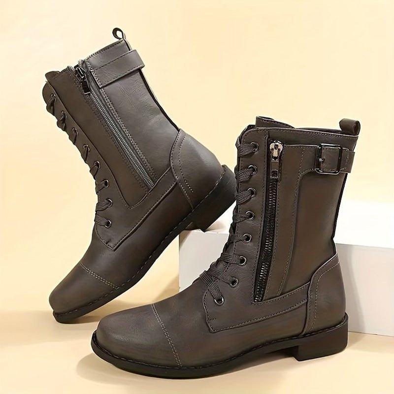 Women's Faux Leather Combat Boots