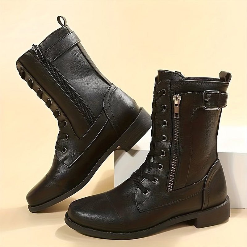 Women's Faux Leather Combat Boots