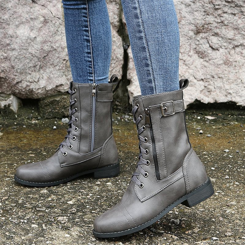 Women's Faux Leather Combat Boots