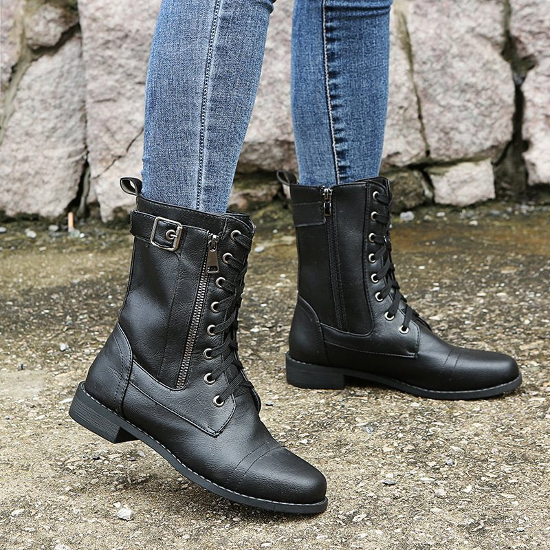 Women's Faux Leather Combat Boots