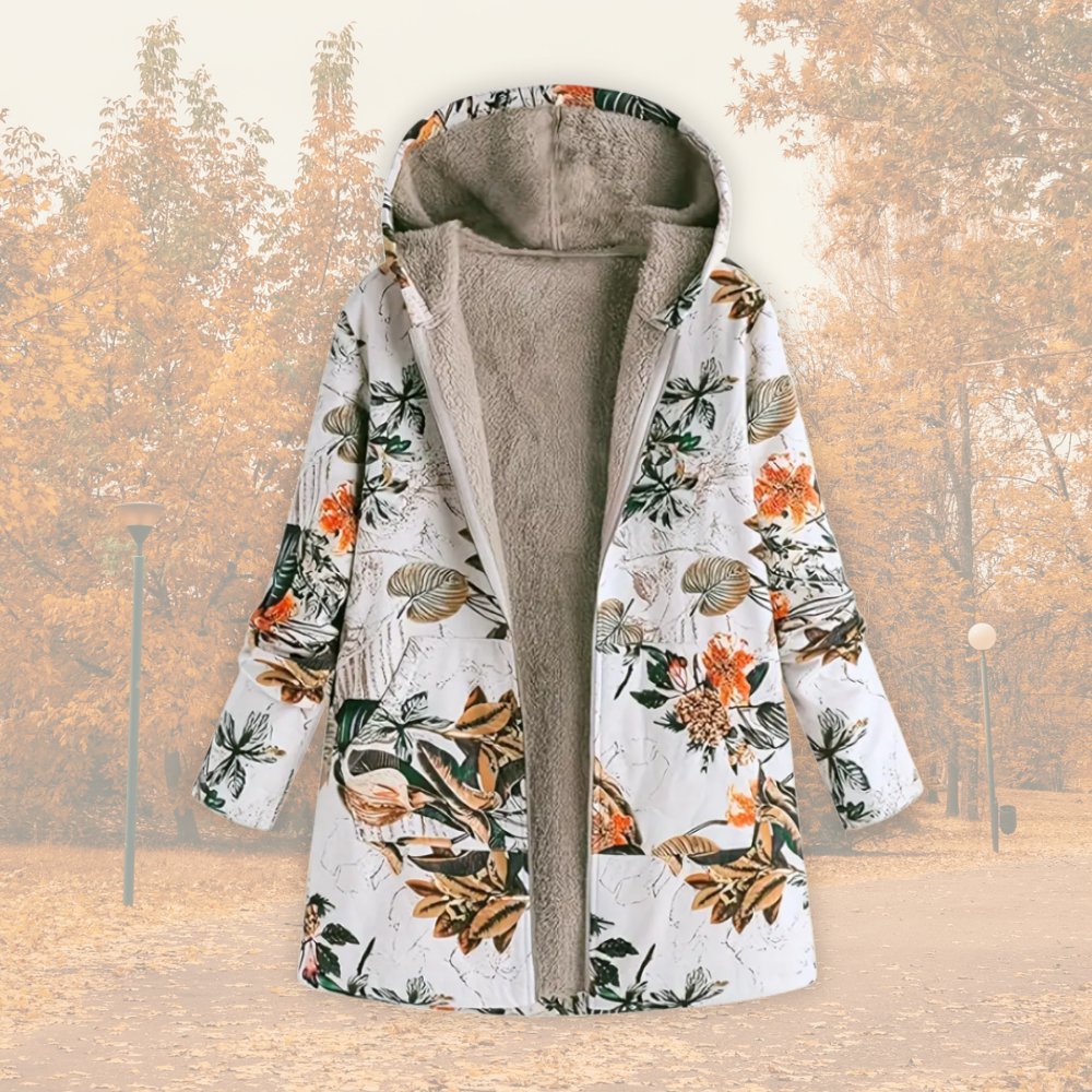 Women's Floral Parka Hooded Teddy Coat