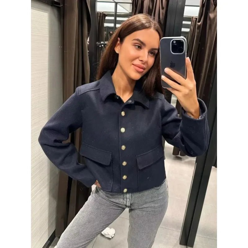 Women's Cropped Wool-Blend Jacket