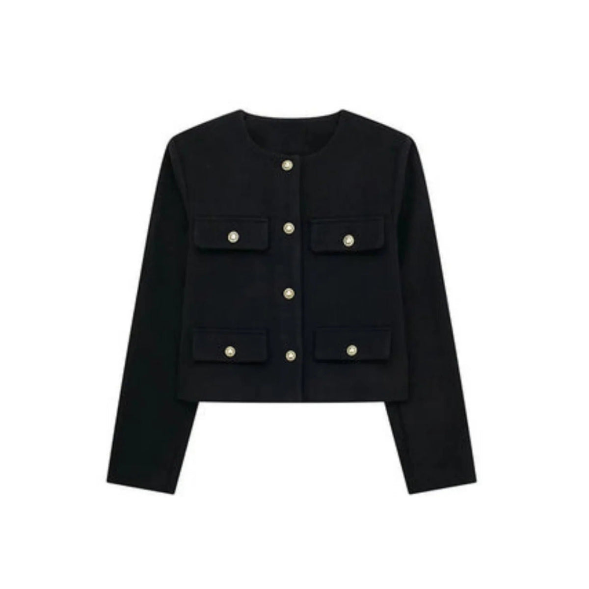 Women's Wool Cropped Jacket - Black